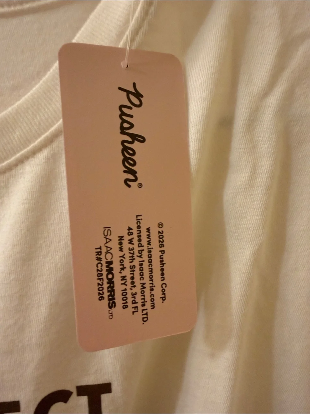 Pusheen Cream Tee with Pink Heart & Brown Cat Graphic